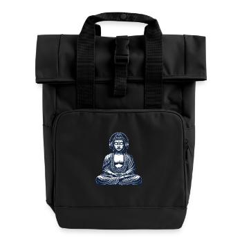 Musik Meditation Buddha Streetwear Outfit - Rolltop Rucksack mit zwei Griffen - Schwarz - Vorne