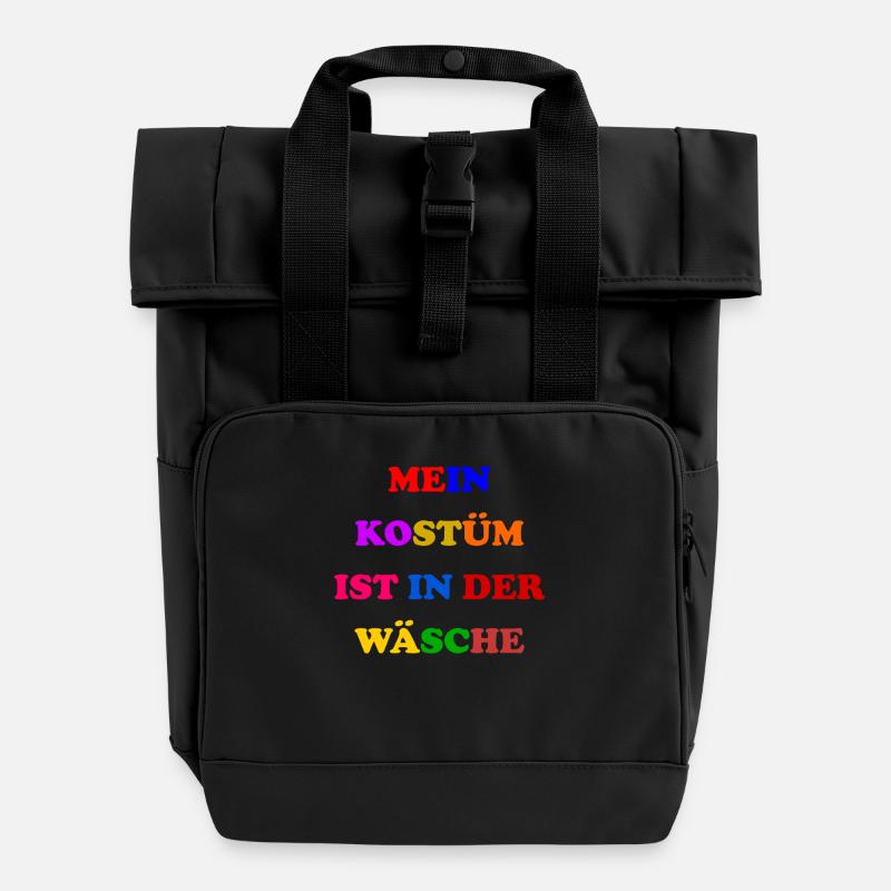 Karneval Kostüm Damen Geschenk Fasching Fastnacht - Rolltop Rucksack mit zwei Griffen - Schwarz