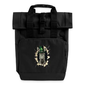 St. Patrick Zebra - Rolltop Rucksack mit zwei Griffen - Schwarz - Vorne