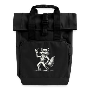 Rock Music Fox Concert Festival Design - Roll Top Backpack with Two Handles - black - Front