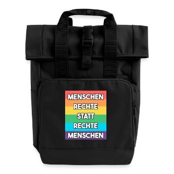 Menschenrechte statt rechte Menschen - Rolltop Rucksack mit zwei Griffen - Schwarz - Vorne