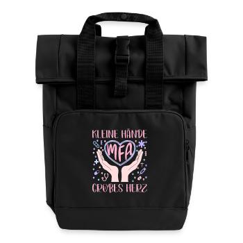 MFA Großes Herz Medizinische Fachangestellte - Rolltop Rucksack mit zwei Griffen - Schwarz - Vorne