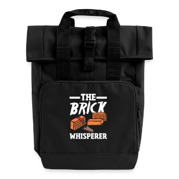 Mason The Brick Whisperer - Roll Top Backpack with Two Handles - black - Front