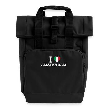 I love Amsterdam Italien Flagge Herz Liebhaber Niederlande - Rolltop Rucksack mit zwei Griffen - Schwarz - Vorne