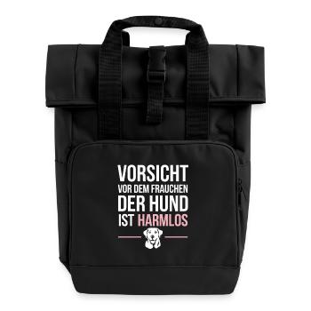 Labrador Fans | Beware of the owner - Roll Top Backpack with Two Handles - black - Front