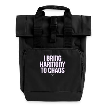 Waage Sternzeichen: Ich Bringe Harmonie - Rolltop Rucksack mit zwei Griffen - Schwarz - Vorne