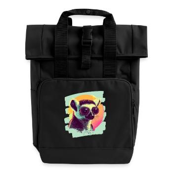 Lemur - Roll Top Backpack with Two Handles - black - Front