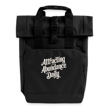 Daily Abundance Attract Manifest Quote - Roll Top Backpack with Two Handles - black - Front