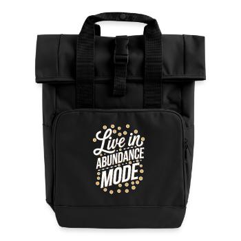Lebe Im Fülle-Modus Manifestieren Zitat - Rolltop Rucksack mit zwei Griffen - Schwarz - Vorne