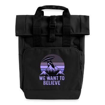 UFO-Bigfoot Nessie Einhorn - Rolltop Rucksack mit zwei Griffen - Schwarz - Vorne