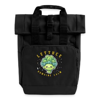 Salat Romaine Calm – Lustiger Salat - Rolltop Rucksack mit zwei Griffen - Schwarz - Vorne