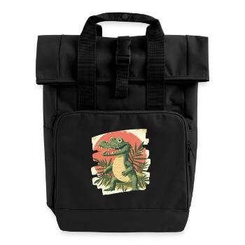 Krokodil - Rolltop Rucksack mit zwei Griffen - Schwarz - Vorne