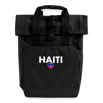 Haiti Haitian Flag Haitian - Roll Top Backpack with Two Handles - black - Front