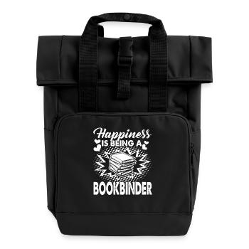 Bookbinder Happiness Is Being A Bookbinder - Roll Top Backpack with Two Handles - black - Front