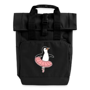 Penguin Ballerina in Tutu Dance - Roll Top Backpack with Two Handles - black - Front