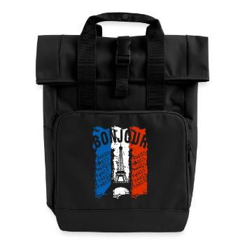 flag of France - Roll Top Backpack with Two Handles - black - Front