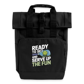 Pickleball Team Sports Paddleball Games - Roll Top Backpack with Two Handles - black - Front