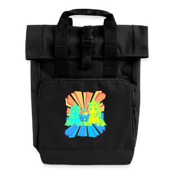 Child Kids Baby Retro Unicorns Unicorn 80s 90s - Roll Top Backpack with Two Handles - black - Front