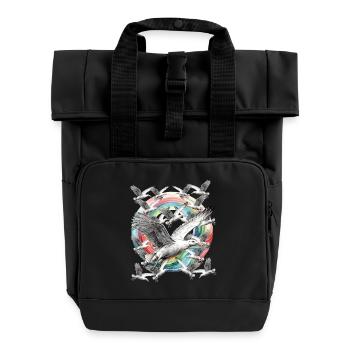 maritim Regenbogen Möwe Möwen Meer Küste Ahoi - Rolltop Rucksack mit zwei Griffen - Schwarz - Vorne