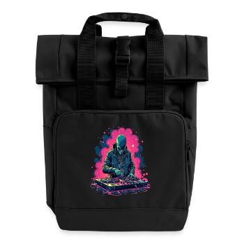 Alien Extraterrestrial DJ Music - Roll Top Backpack with Two Handles - black - Front