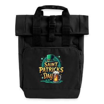 Saint Patrick`s Day Beer - Rolltop Rucksack mit zwei Griffen - Schwarz - Vorne