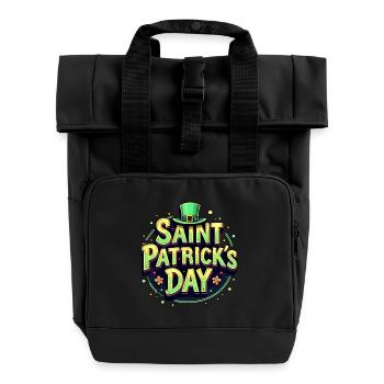 Saint Patrick`s Day Beer - Rolltop Rucksack mit zwei Griffen - Schwarz - Vorne