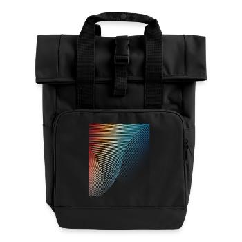 abstract geometric pattern spiral wave - Roll Top Backpack with Two Handles - black - Front