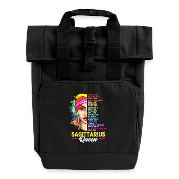 Zodiac sign Sagittarius - Roll Top Backpack with Two Handles - black - Front