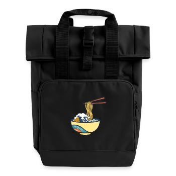 Japanisches Ramen Ukiyo-E Retro Ästhetik - Rolltop Rucksack mit zwei Griffen - Schwarz - Vorne