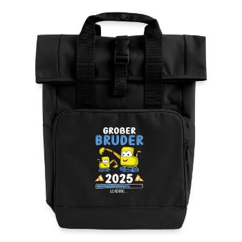 Großer Bruder 2025 Bagger Geschwister - Rolltop Rucksack mit zwei Griffen - Schwarz - Vorne