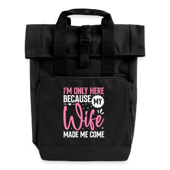 Funny Husband Saying Motif with Humor - Roll Top Backpack with Two Handles - black - Front