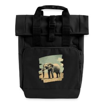 Elefant - Rolltop Rucksack mit zwei Griffen - Schwarz - Vorne