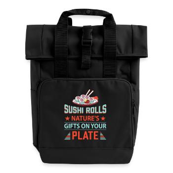 Sushi Japan Essen Sushi-Mahlzeit - Rolltop Rucksack mit zwei Griffen - Schwarz - Vorne
