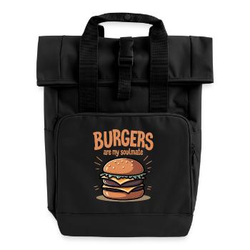 Burgers are my Soulmate Hamburger Fast Food - Rolltop Rucksack mit zwei Griffen - Schwarz - Vorne