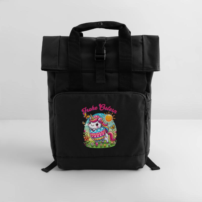 Easter Happy Easter Easter Bunny Easter Egg Spring Roll Top Backpack with Two Handles