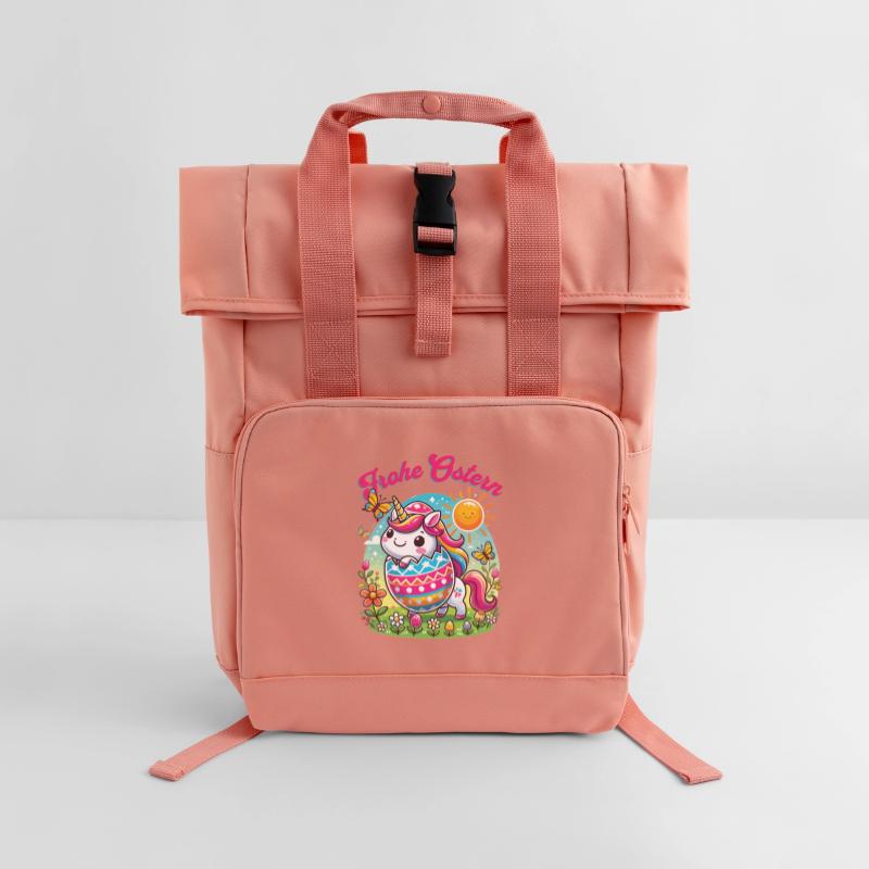 Easter Happy Easter Easter Bunny Easter Egg Spring Roll Top Backpack with Two Handles