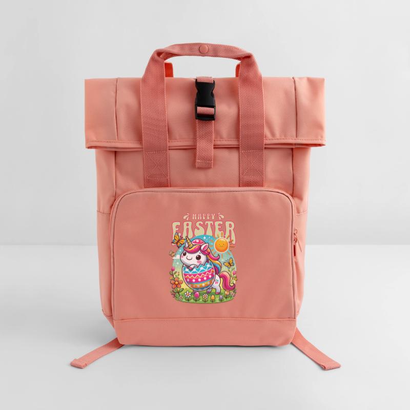 Easter Happy Easter Easter Bunny Easter Egg Spring Roll Top Backpack with Two Handles