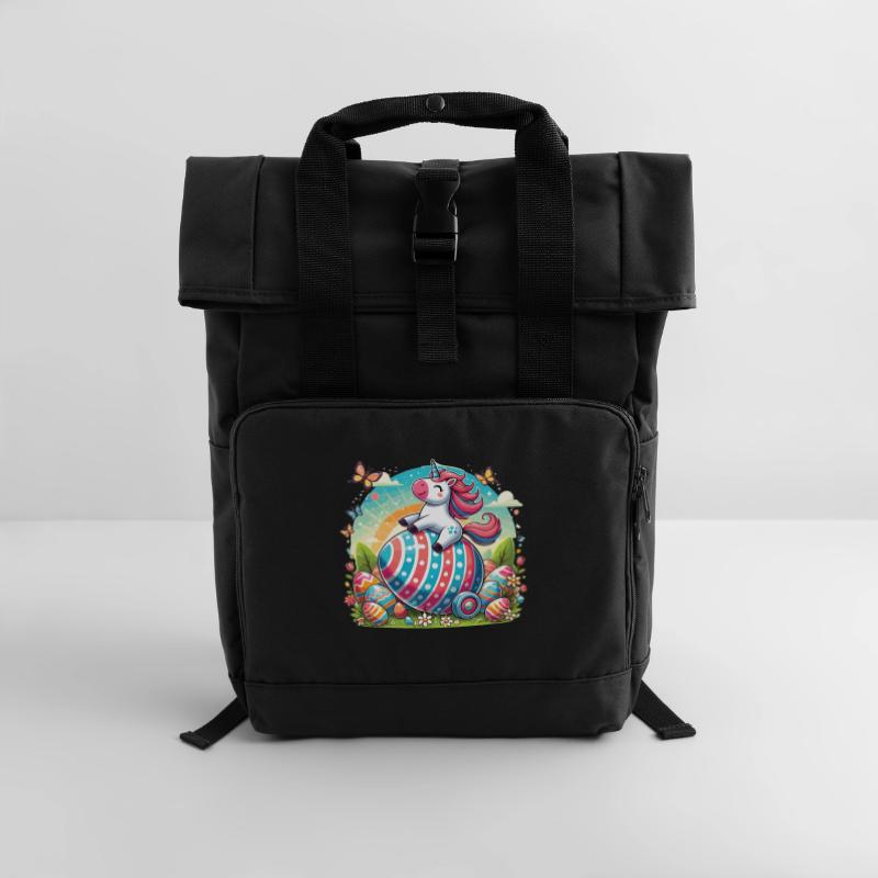 Easter Happy Easter Easter Bunny Easter Egg Spring Roll Top Backpack with Two Handles