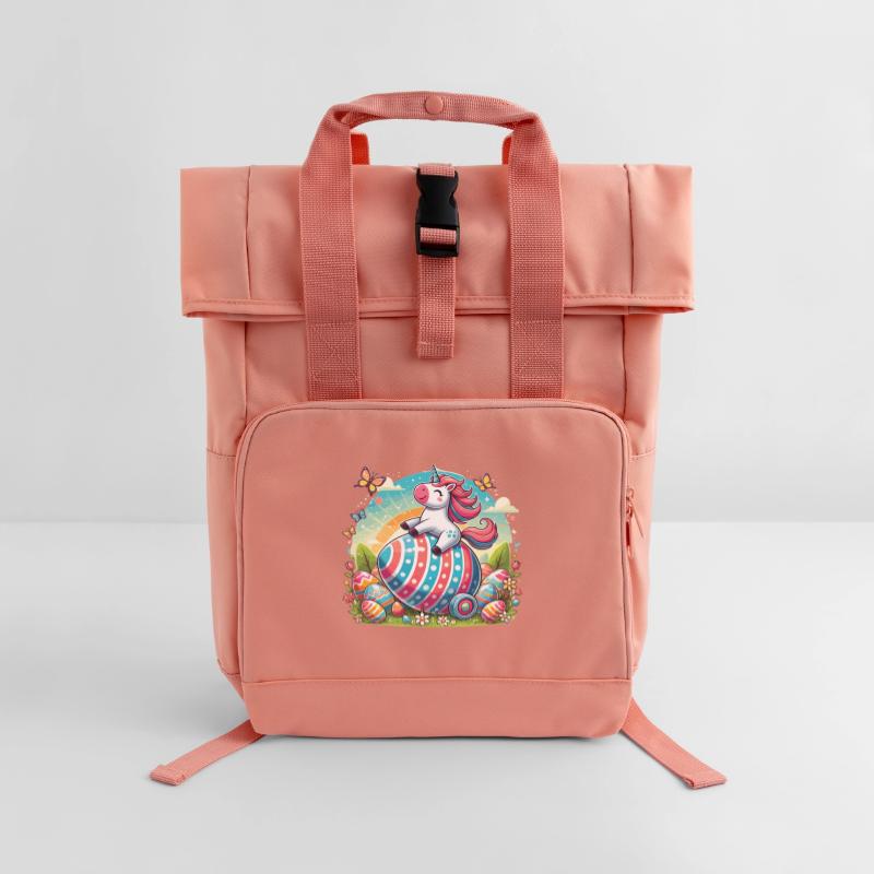 Easter Happy Easter Easter Bunny Easter Egg Spring Roll Top Backpack with Two Handles