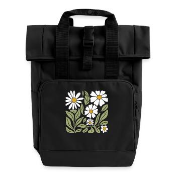 Gänseblümchen Blume Boho Blumen - Rolltop Rucksack mit zwei Griffen - Schwarz - Vorne