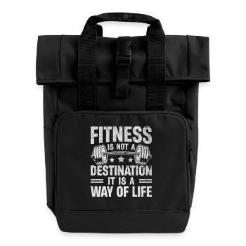 Fitness is a way of life - Roll Top Backpack with Two Handles - black - Front