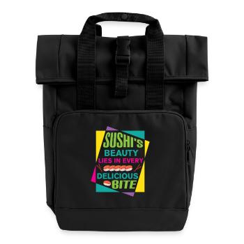 Sushi Japan Essen Sushi-Mahlzeit - Rolltop Rucksack mit zwei Griffen - Schwarz - Vorne