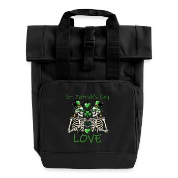 St. Patrick's Day Love - Skeleton Hearts Design - Roll Top Backpack with Two Handles - black - Front