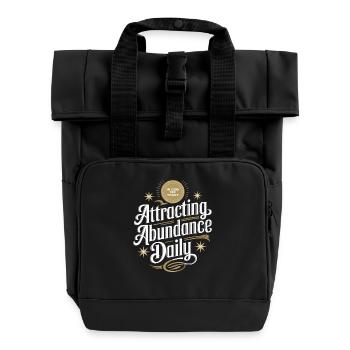 Manifesting Abundance Daily Attracting Quote - Roll Top Backpack with Two Handles - black - Front