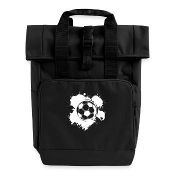Fußball - Rolltop Rucksack mit zwei Griffen - Schwarz - Vorne