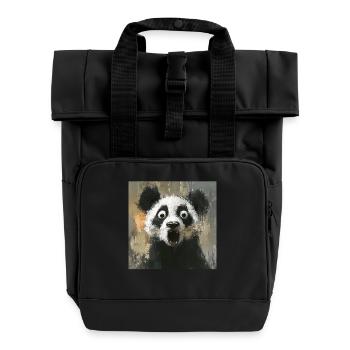 Panda - Rolltop Rucksack mit zwei Griffen - Schwarz - Vorne