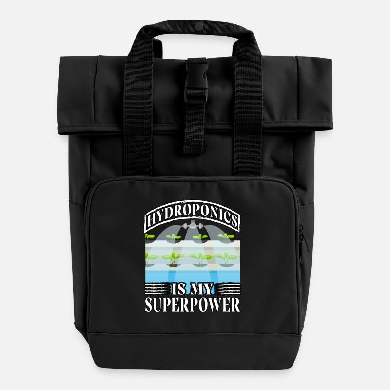 La culture hydroponique est mon superpouvoir - Sac à dos Roll Top à deux anses - noir