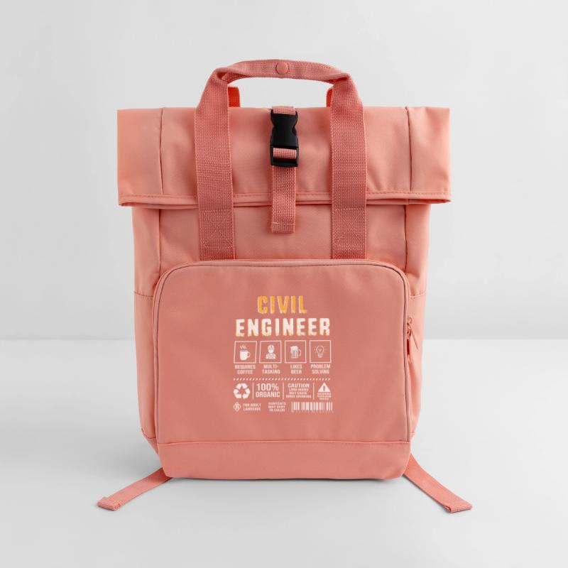 Civil Engineer Construction Site Construction Worker Roll Top Backpack with Two Handles