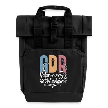 Veterinary Medicine Vet Design - Roll Top Backpack with Two Handles - black - Front