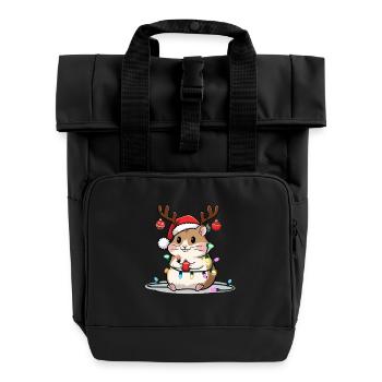 Süße Hamster Weihnachten Illustration Für - Rolltop Rucksack mit zwei Griffen - Schwarz - Vorne